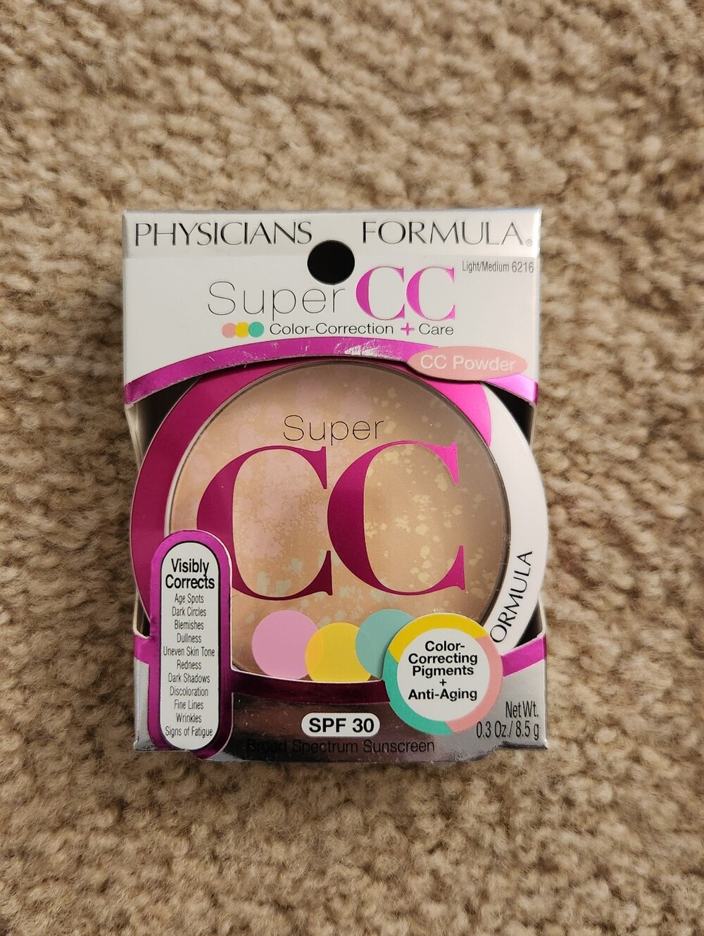 PHYSICIANS FORMULA SUPER CC COLOR CORRECTION+ CARE COMPACT POWDER LIGHT/Med 6216
